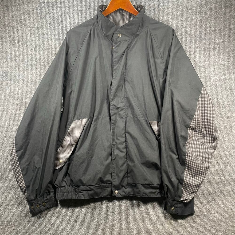 DryJoys by FootJoys Full Zip Jacket Men's XL Black/Houndstooth Rain/Wind Breaker